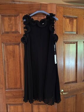 Siena Studio Black Sleeveless Midi Dress with Sculpted Ruffle Trim